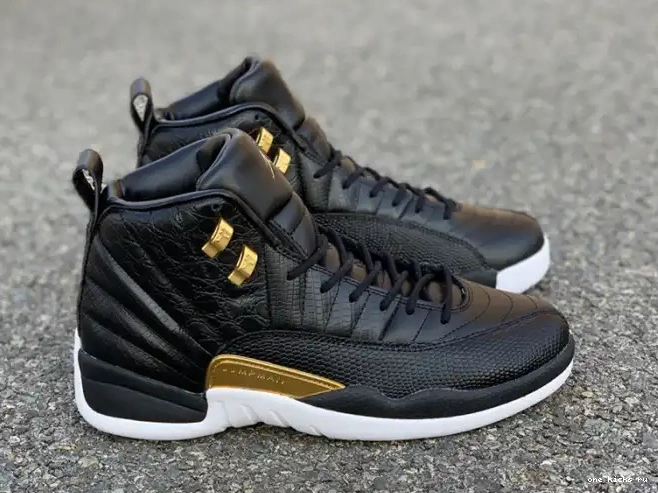 Chep Onekick Retro Air 12 AO6068-007 Black Metallic Jordan 'Reptile' Gold-White 0429